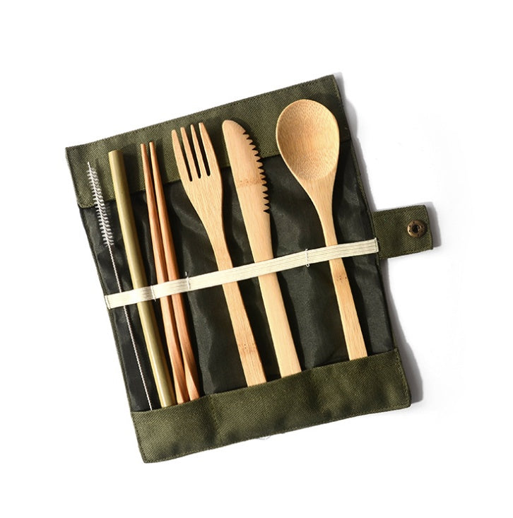 Eco Travel Cutlery Set – Reusable Bamboo Fork, Spoon & Knife