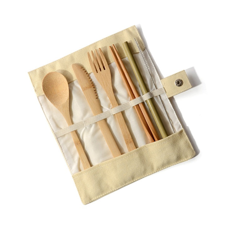 Eco Travel Cutlery Set – Reusable Bamboo Fork, Spoon & Knife