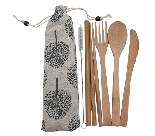 Eco Travel Cutlery Set – Reusable Bamboo Fork, Spoon & Knife