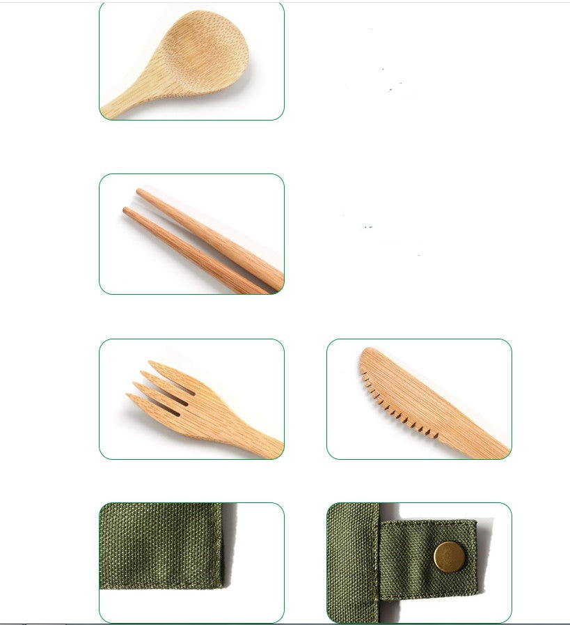 Eco Travel Cutlery Set – Reusable Bamboo Fork, Spoon & Knife