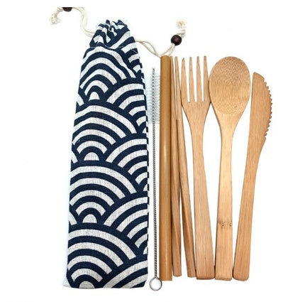 Eco Travel Cutlery Set – Reusable Bamboo Fork, Spoon & Knife