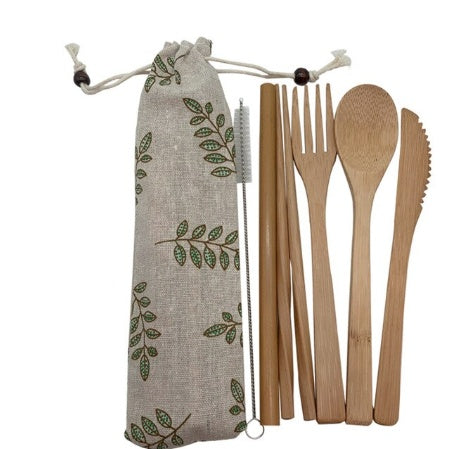 Eco Travel Cutlery Set – Reusable Bamboo Fork, Spoon & Knife